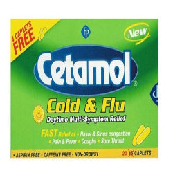 Cetamol Cold & Flu Daytime, Sore Throat Relief (20 Tabs)