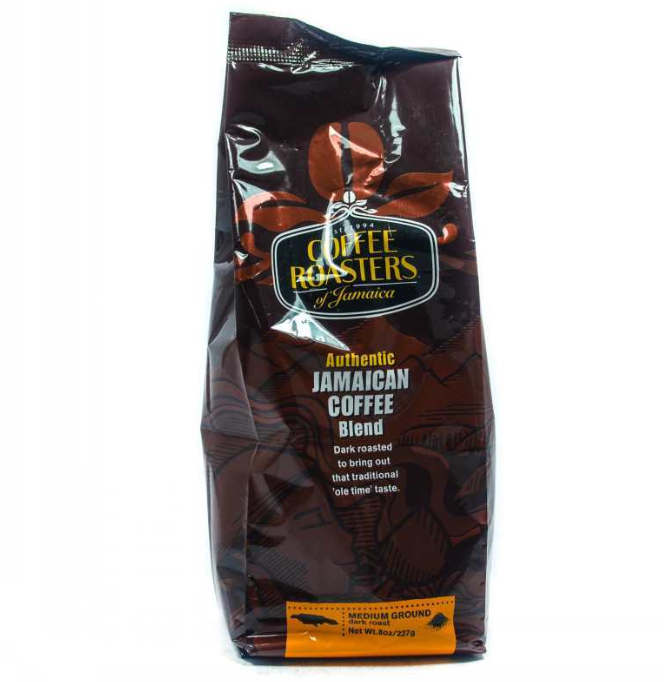 Coffee Roasters of Jamaica -Authentic Jamaican Blue Coffee Blend Dark Roast Medium Ground 8oz