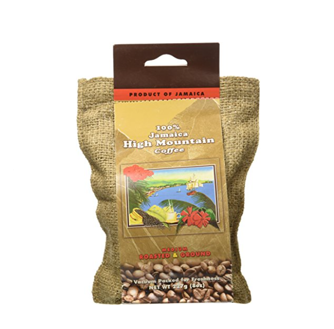 Jamaica High Mountain Coffee Medium Roasted Ground Beans 8 oz