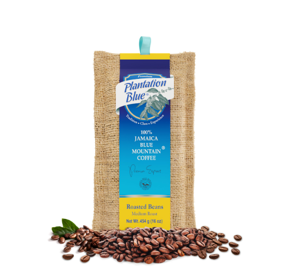 Plantation Blue 100% Jamaica Blue Mountain Coffee Medium Roasted Whole Beans 8 oz