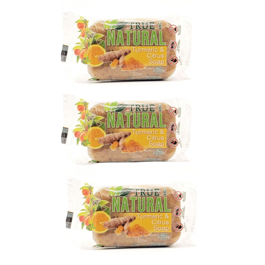 True and Natural Soap - Turmeric and Citrus Bar Soap 4 oz (Pack of 3)