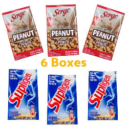 3 Nestle Supligen Vanilla 250ml & 3 Serge Peanut Punch Drinks Combo -Jamaican